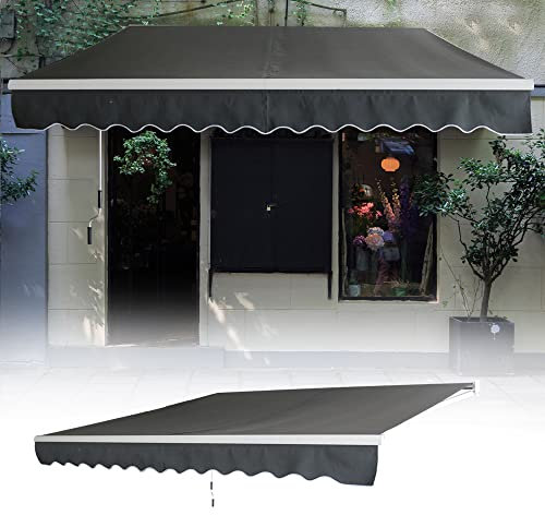 TRMLBE Tenda da Sole Manuale Tenda da Balcone con Manovella in Alluminio per Balcone Giardino, Grigio Scuro (250x200 cm)