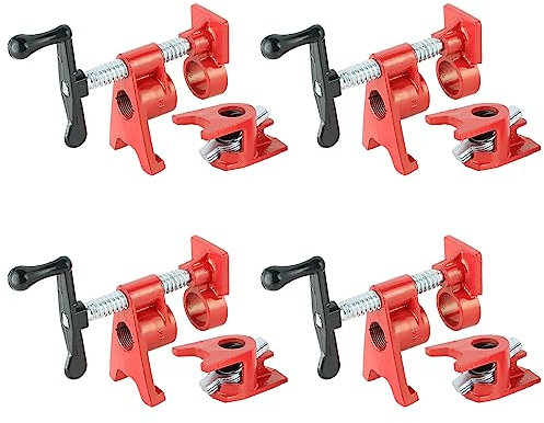 ATPEAM 3/4'' Pipe Clamps for Woodworking with Unique Foot Design (4, Red)