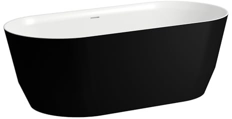 LAUFEN PRO Badewanne freistehend, Marbond, 1650x750x550mm, H2399520680001, Farbe: schwarz matt außen/weiß glänzend innen