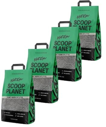 KatKin Scoop Planet Litter (4x4.5kg/12.8L bag): Plant-Based, 100% Biodegradable, Non-Tracking, Clumping Cat Litter Made With Non-Toxic, Eco-Friendly Pea fibre & Millet
