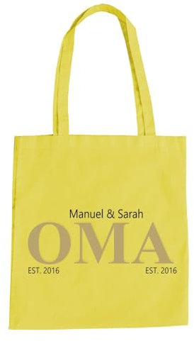 Oma Kinder Geburtsjahr Baumwolltasche - Personalisiert Familiie Geschenk Vater Gelb