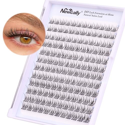 Newcally Wimpern Einzeln 144 Pcs Natürliche Lash Clusters 9-11MM wimpern Extension Individuelle DIY Wimpernverlängerung C Curl Wispy Cluster Lashes Wiederverwendbare