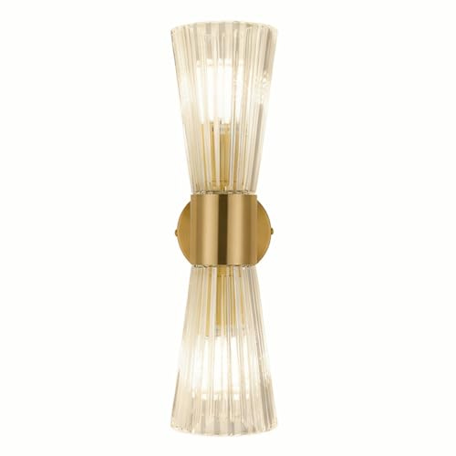 NICRX 400 mm Wandleuchte aus Messing, Goldkristall, Kristallglas und Goldsockel Wandlampe, Wandleuchten für innen