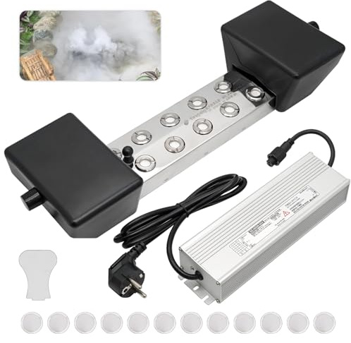 MUYIRTED Nebelmacher, Ultraschall Vernebler 10-Kopf 7L/ H Nebelbefeuchter, Nebelmaschine Mit 400w Netzteil Und Boje, Nebler Fogger Kann Für Terrarien, Teichen, Springbrunnen, Halloween Und Weihnachten