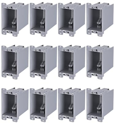 LEONLITE 12 Pack Old Work Electrical Outlet Box One Gang, Ultra-deep 20 Cubic Inch Device Box, PVC Electrical Junction Box for Switch, GFCI, Outlet Box for Home Improvement, ETL Listed, Gray