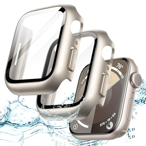 JETech wasserdichte Hülle für Apple Watch Series 9/8/7 41mm, Polarstern | Mit Schutzfolie, Integrierte Gehärtete Glas Displayschutz, PC-Hartschutz, Hohe Berührungsempfindlichkeit