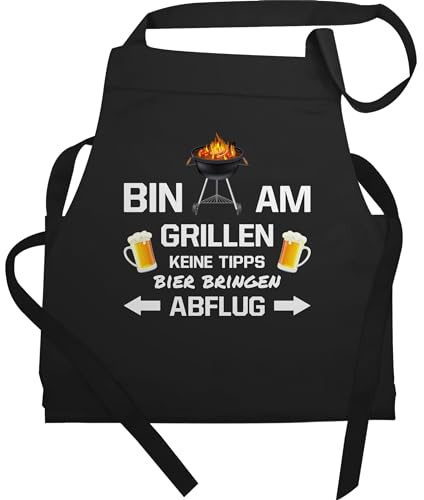Shirtracer - Schürze - Grillschürze Erwachsene - Bin am Grillen Keine Tipps Bier bringen Abflug - Geschenk für Grillfans Grillzubehör Lustig Vatertag