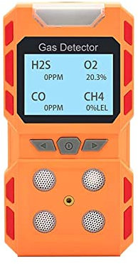 Detectores de gas precisos Monitor de gas múltiple USB recargable 4 en 1 CH4 CO H2S O2 Envenenamiento Prevenir detectores Tester Sensor Alarma profesional Medidor de calidad del aire, sensor para el h