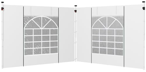 Outsunny 2 Paredes Laterales para Carpas de 3 x 3/3 x 6 m, 300x200 cm, Paredes Laterales de Repuesto para Cenador de Tela Oxford con Ventana Enrollable y Puerta con Cremallera, para Fiestas, Blanco