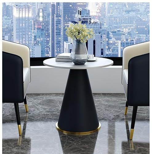 Modern und schlicht Beistelltisch rund，Abgerundetes Eckendesign, Antikollision，Wohnzimmertisch klein，Platz sparen，Tischplatte aus Schiefer, langlebig und leicht zu reinigen，für Wohnzimmer und Balkon(B