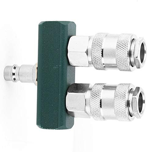 Air Hose Splitter, Air Compressor Manifold Two-Way American Quick Connector 1/4 Inch Straight Air Line Fittings Adjustable Valve Male Female Connector