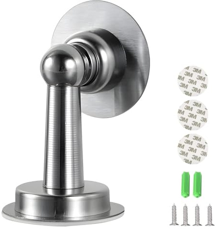 KATLKIU Magnetischer Türstopper aus Edelstahl – Leistungsstarker Türhalter mit starkem Magnet, Montage an Wand oder Boden, inklusive 3M Klebepad oder Schrauben, bohrfreie Installation möglich