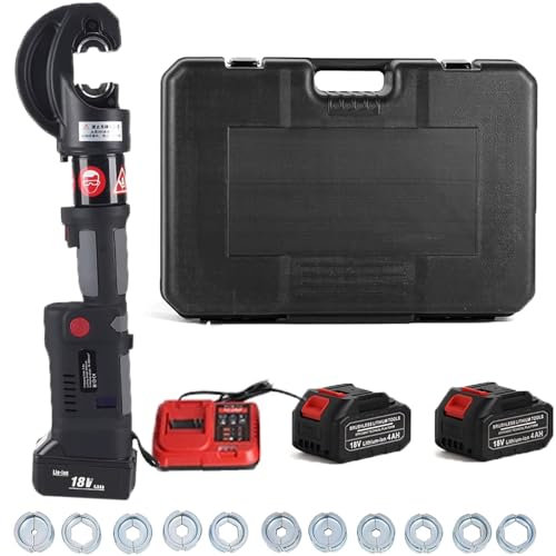 Dfdieratve Electric Hydraulic Cable Lug Crimper Pliers Rechargeable Hydraulic Crimping Tool Kits - 120KN Electrical Terminal Cable Lug Wire Crimping Crimper,Continuous