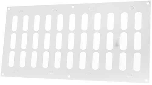 Vent Systems Cubierta de ventilación de metal blanco resistente a los arañazos de 16 x 8 pulgadas (total) – Registro de ventilación ajustable con entrada de suministro de aire de apertura/cierre