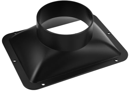 NUOBESTY Black Plastic Duct Reducer Flanged Base Adapter, Square Bottom Ventilation Interface for Range Hood, Easy Installation, Reliable Air Ducting Fitting for Offices