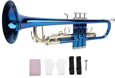 BB Trompete, BB Standard Trompete BB Standard Trompetenreinigungskit Anfänger Trompete Blau Farbe Kupfer Goldschlüssel für Leistung und Übung