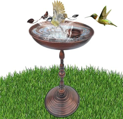 XIAOXIAOYU Bain d'oiseaux de Jardin,Fontaine à Oiseaux Extérieur sur Pied - Bassin en Fer Forgé avec Plateau De Nourriture, Décoration pour Terrasse, Jardin, Balcon Et Cour