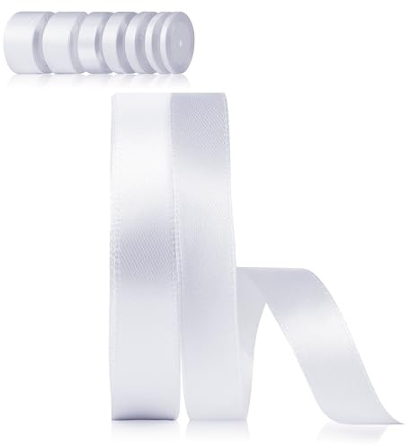 Foshird Schleifenband Weiß 15mm x 22m Geschenkband Satinband Polyester Bänder zum Basteln Dekoband für Geschenkverpackung Geburtstag Hochzeit DIY