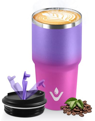 HoneyHolly Termo Cafe 600 ML, Reutilizables, Vaso Termico Cafe Antigoteo para Coche, Acero Inoxidable 304, Taza Termica Para Llevar, Termo Café Hermético para Café Frío y Caliente, Leche y Té
