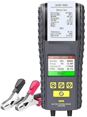 12 24V Car Battery Tester With Printer & Real Time Temperature Monitoring 3.2inch Color Screen Battery Tester Tool