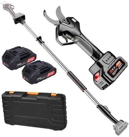 WEIMILOR Secateur Electrique avec 1.9m Perche Télescopique 4-5 Heures de Temps de Travail Ciseaux Reglable sans Fil Cisailles Rechargeable 40mm pour L'élagage des Arbres 1battery