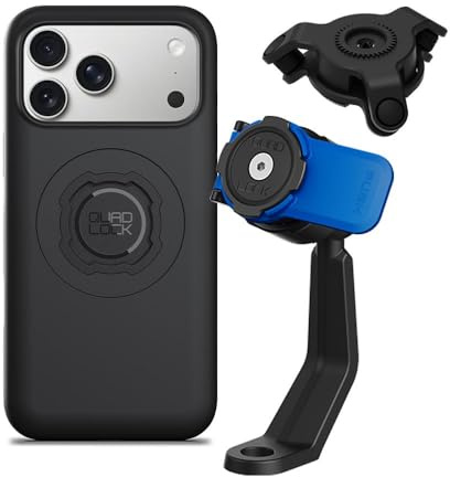 QUAD LOCK Spiegelarm Handyhalterung für Motorrad mit Vibrationsdämpfer und MAG Hülle für iPhone 17 Pro Max