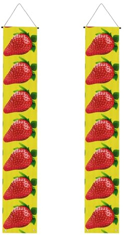 Erdbeer-Clipart-Druck, Herbst-Veranda-Banner, Polyester-Banner, für drinnen und draußen, einfach aufzuhängen, wiederverwendbar
