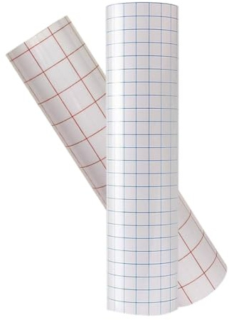 DECHOUS Lot de 2 Films Autocollants en PVC Transparent Quadrillé Bleu et Rouge 30X100 CM Ruban Adhésif de Transfert pour Vinyle Accessoires Bricolage pour Surfaces Lisses