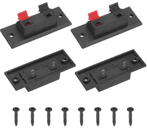 sourcing map WP2-2 - Morsetto quadrato per casse acustiche, 2 vie, presa jack nera e rossa, clip di connessione a molla per subwoofer fai da te, auto, casa, confezione da 10