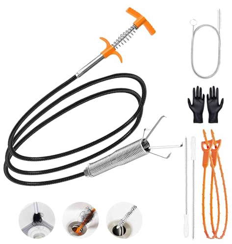 6 Stück Abflussschlange Abflussreiniger Spirale Abflussspirale Spülbecken Reinigungshaken Rohrreinigungsbürste Abflussspirale Rohrreiniger, Abflussbürste Haar Clog Tool für Küche Bad Abwasserkanäle
