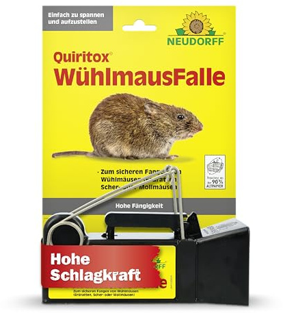 Neudorff Quiritox WühlmausFalle – Schlagfalle mit hoher Schlagkraft zur sicheren Bekämpfung von Wühlmäusen, wiederverwendbar, 1 Stück