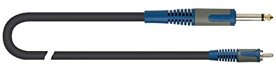 QUIK LOK – RKSA/128-2 Cavo Adattatore Jack Mono 6,3 mm a RCA Maschio, Serie ROK SOLID, Nero, 2 Metri