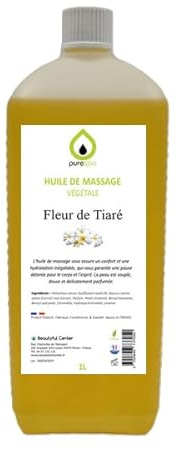 Pflanzliches Massageöl mit dem Duft von Tiaré-Blüte, 1 l, exotisches und entspannendes Öl