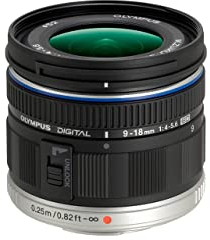 Olympus M.Zuiko Digital ED 9-18mm F4.0-5.6 Objektiv, Weitwinkelzoom, geeignet für alle MFT-Kameras (Olympus OM-D & PEN Modelle, Panasonic G-Serie), schwarz