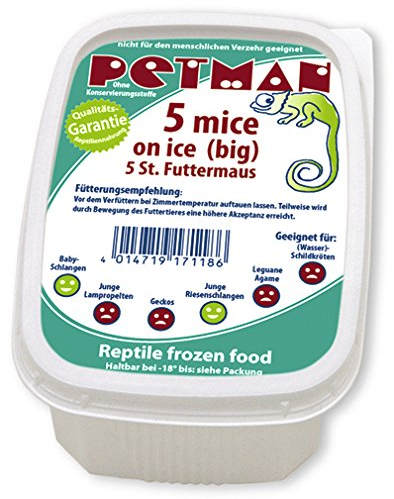 petman Mice on Ice, 5 x 5 STK.-Dose, Tiefkühl-Reptilienfutter ohne chemische Zusätze und Konservierungsstoffe