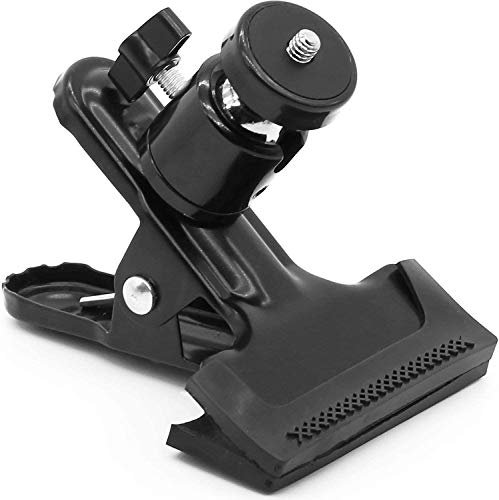 PYXEL Camera Spring Clamp, Tripod Camera Mount Clip with 360 Degree Swivel Mini Ball Head & 1/4 Screw, Metal Flash Reflector Holder for Studio Backdrop DSLR, Digital DSLR, Video