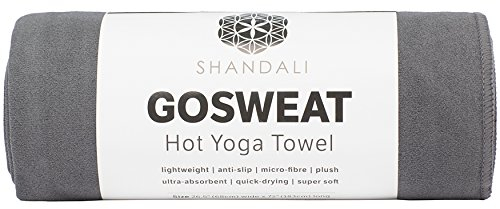 Shandali Hot Yoga Towel - Suede - 100% Microfiber, Super Absorbent, Bikram Yoga Mat Towel - Exercise, Fitness, Pilates, and Yoga Gear - Gray 26.5 x 72