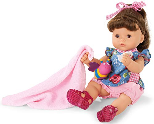Götz 1918243 Maxy Aquini Roses Garden Badepuppe - Puppe mit braunen Haaren, braune Schlafaugen - 9-teiliges Set - 42 cm Mädchen-Babypuppe