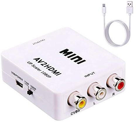 ABLEWE RCA to HDMI Converter, 1080P AV to HDMI RCA Composite CVBS Video Audio Converter Adapter Supporting PAL/NTSC for Xbox/PS2/Wii/SNES/N64/VHS/VCR/DVD
