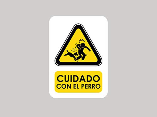 Pack 5 Señales de Cuidado con el Perro | Medida 14,85x21cm | Señaletica en Material Aluminio Blanco Resistente de 3mm | Duradera y Económica