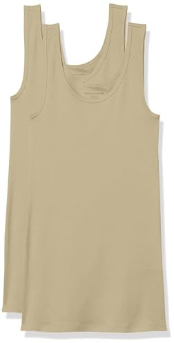 Amazon Essentials Women's Linne smal passform, Pack of 2, Ljust kamelbrun, M