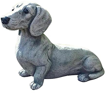 1 Pezzo Statua del Bassotto, Scultura Cane, Statua Animale, Resina Cucciolo Ornamento, Decorazione del giardino, Resina Sintetica, Grigio, per Interni ed Esterni(17 x 12 x 8 cm)