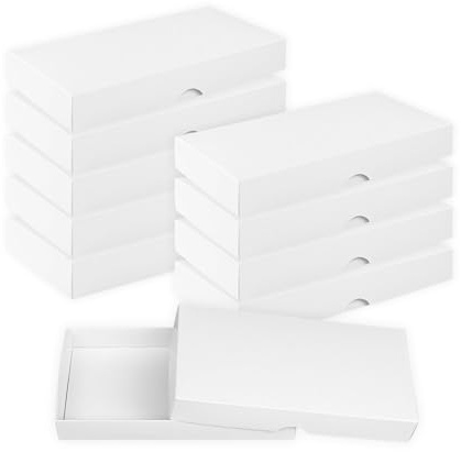 Natürlich verpacken Faltschachtel 11,5 x 22,5 x 3 cm, Weiß, Deckel, Karton - 10er Set