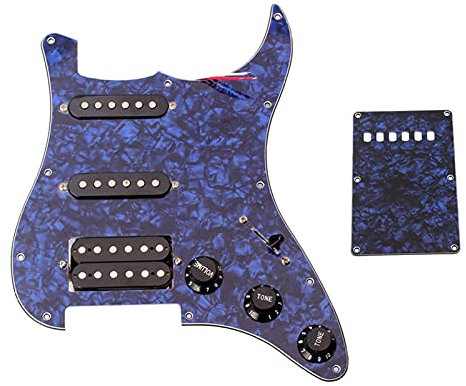 Geladenes Schlagbrett SSH 11. Loch Geladene Vorgeführte Pickguard-Platte Humbucker-Pickups Set Für Stratocaster-E-Gitarre 3ply Blau Vorverdrahtetes geladenes Schlagbrett