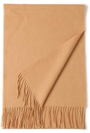 Prettystern weicher Wollschal einfarbig mit Fransen für Herbst Winter Herren und Damen