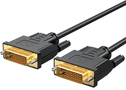 Cables DVI DVI a DVI D 24+1 Cable, DVI a DVI Cable de monitor DVI-D Cable delgado 24+1 Doble enlace macho a macho Puerto chapado en oro Full HD 1080P a 60Hz (1, 6 pies)