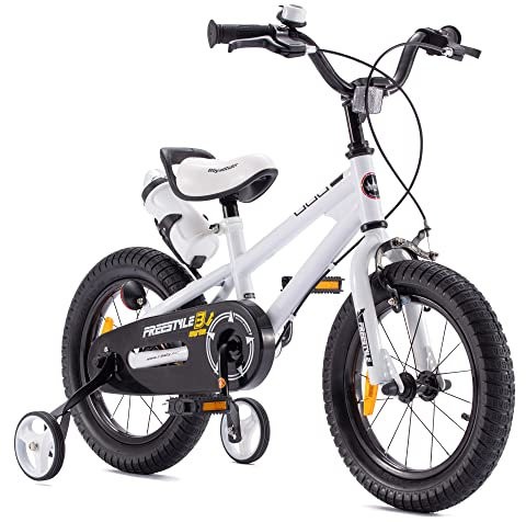 RoyalBaby Kinderfahrrad Mädchen Junge Freestyle BMX Fahrrad Kinderfahrrad Weiß 12 Zoll
