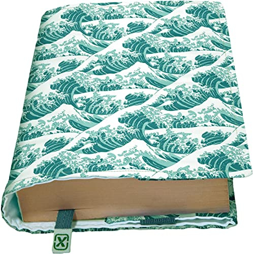 KAPAX FLEX MOSSO - Copertina per libro, regolabile per libro in brossura, tessuto lavabile, impermeabile, protezione libro per adulti (Wave)