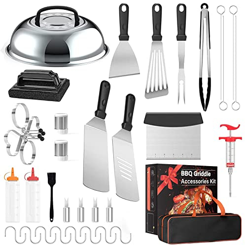 Grillspachtel Grillbesteck Set, Grillspachtel Edelstahl Set, Professionelle Pfannenwender Grill spachtel Zubehör für Grillen Teppanyaki und Camping, Grillwender BBQ Werkzeugset für Indoor und Outdoor