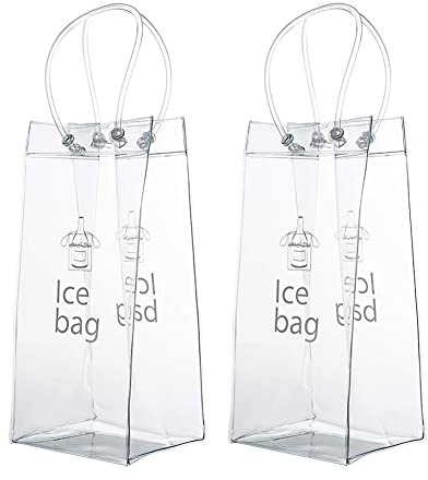 Bolsa de hielo para botella de vino, paquete enfriador de champán transparente, soporte para bebidas para champán rojo blanco o brillante, portador de cerveza con asa Modgal